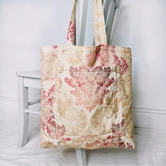 HANDMADE | Brocade Gold Ornate Oversized Tapestry Tote Bag - Picture 4 of 8